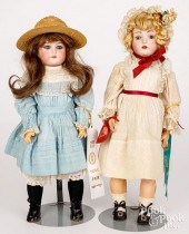 TWO GERMAN BISQUE HEAD DOLLSTw