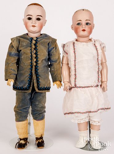 TWO GERMAN BISQUE HEAD DOLLSTwo
