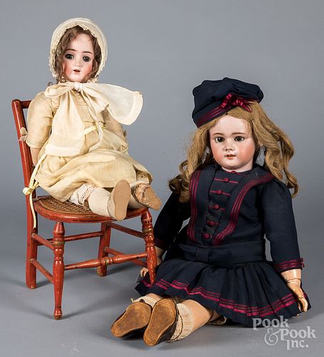 TWO GERMAN BISQUE HEAD DOLLSTwo