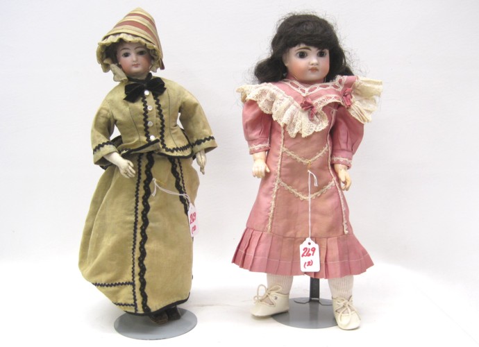 TWO GERMAN BISQUE SOCKET HEAD DOLLS