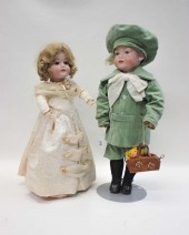 TWO GERMAN BISQUE SOCKET HEAD