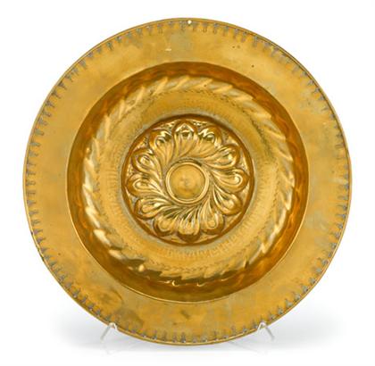 Two German brass alms dishes   