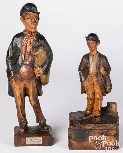 TWO GERMAN CARVED AND PAINTED