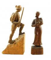TWO GERMAN CARVED WOOD SCULPTU