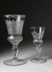 TWO GERMAN ENGRAVED GLASS GOBL