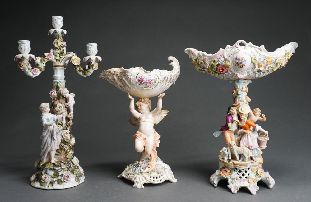 TWO GERMAN FLORAL ENCRUSTED