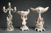 TWO GERMAN FLORAL ENCRUSTED PO