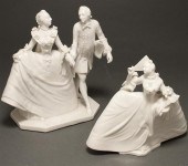 Two German glazed parianware f