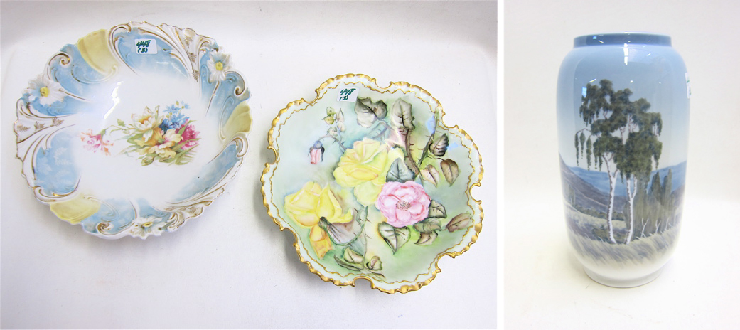 TWO GERMAN HAND PAINTED BOWLS AND