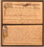 TWO GERMAN IMPRINT FRAKTUR SON