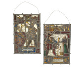 TWO GERMAN LEADED GLASS PANELS