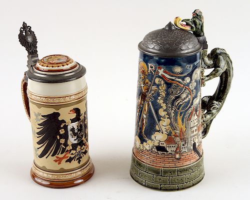 TWO GERMAN METTLACH PORCELAIN