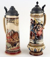 TWO GERMAN METTLACH PORCELAIN