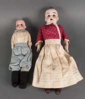 Two German painted bisque and