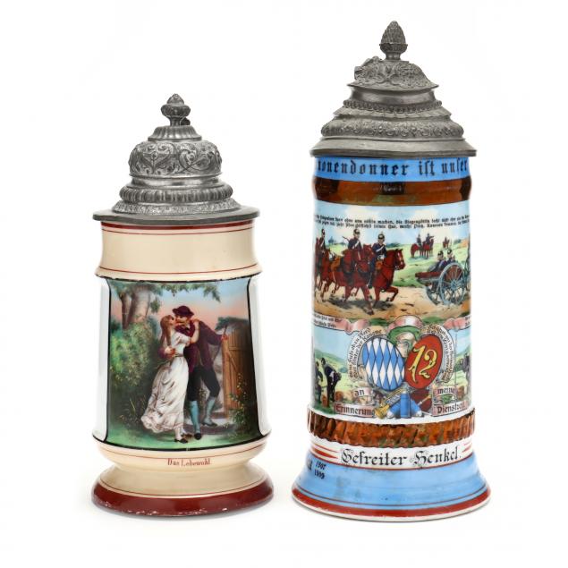 TWO GERMAN PEWTER MOUNTED