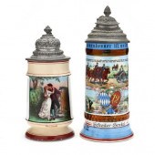 TWO GERMAN PEWTER MOUNTED LITH