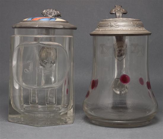 Two German pewter-mounted molded