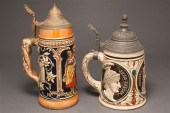 Two German pewter-mounted salt