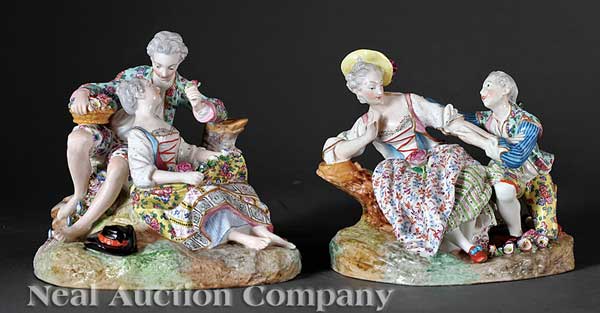 Two German Polychrome Porcelain