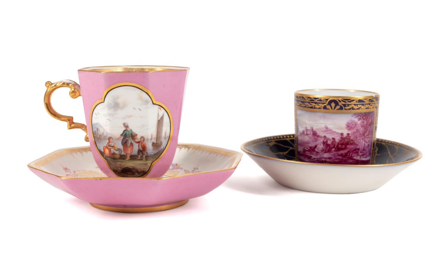 TWO GERMAN PORCELAIN CABINET CUPS &