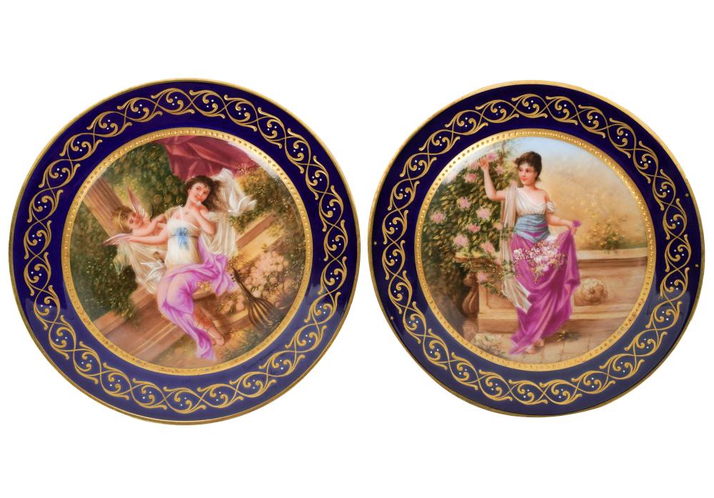 TWO GERMAN PORCELAIN CABINET
