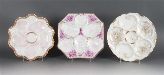 Two German porcelain oyster