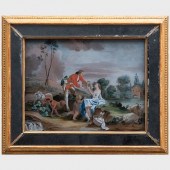 TWO GERMAN REVERSE PAINTINGS O