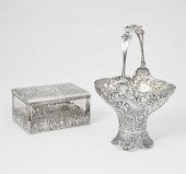 TWO GERMAN SILVER AND GLASS TA