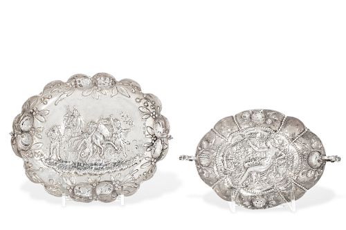 TWO GERMAN SILVER BRANDY BOWLS,