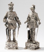 TWO GERMAN SILVER KNIGHT FIGUR