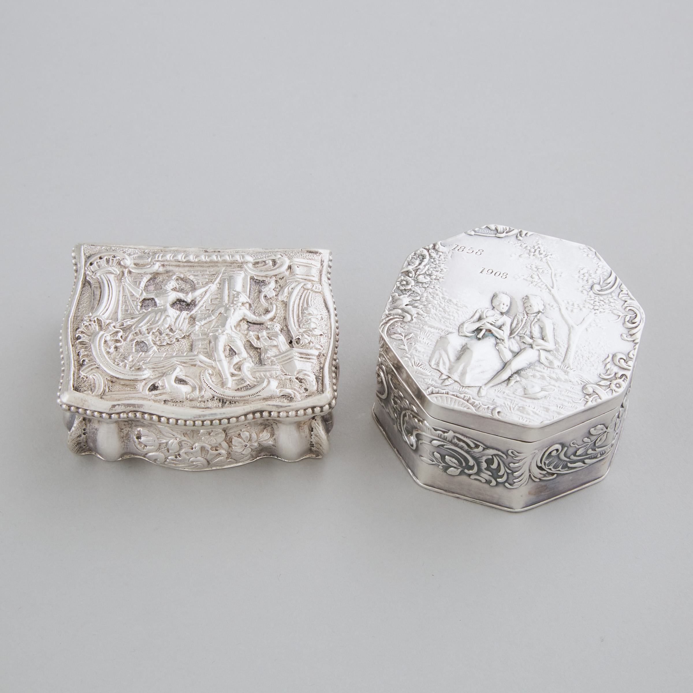 Two German Silver Snuff Boxes,