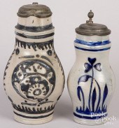TWO GERMAN STONEWARE PITCHERS,