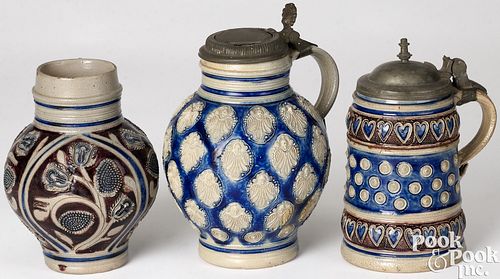 TWO GERMAN WESTERWALD STONEWARE