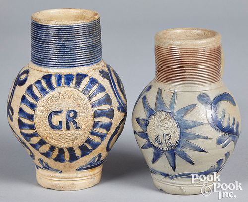 TWO GERMAN WESTERWALD STONEWARE
