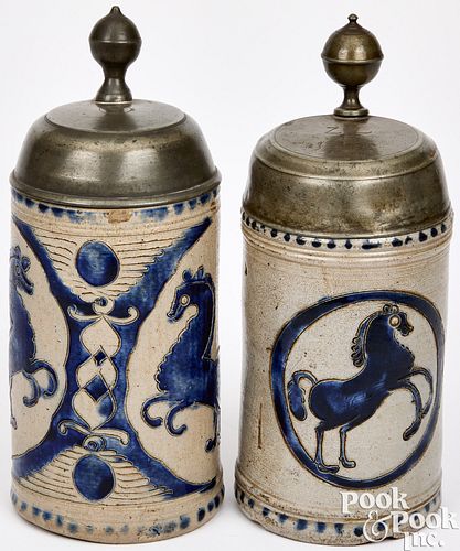 TWO GERMAN WESTERWALD STONEWARE