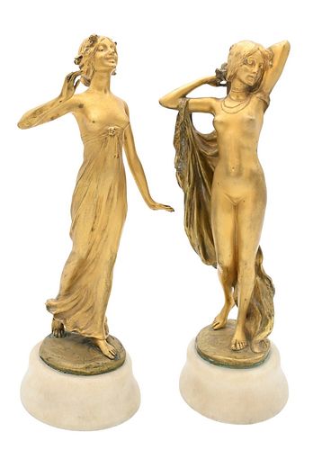TWO GESCHUTZ ART NOUVEAU GILT