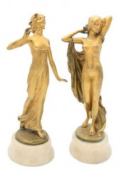 TWO GESCHUTZ ART NOUVEAU GILT