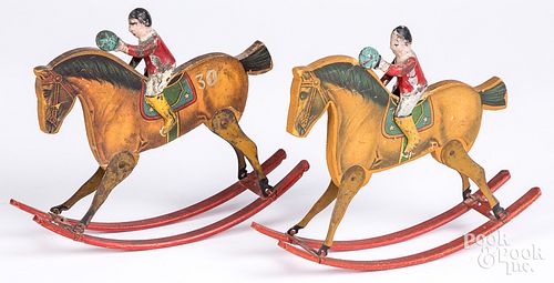TWO GIBBS PAINTED ROCKING HORSESTwo