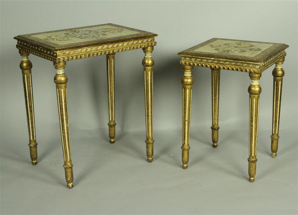 TWO GILDED AND PAINTED NESTING