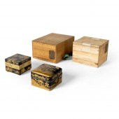 TWO GILT AND BLACK LACQUER SMA