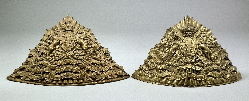 Two gilt brass Lancers caps