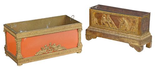 TWO GILT BRONZE AND TOLE