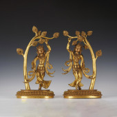 TWO GILT BRONZE FIGURE OF BUDD