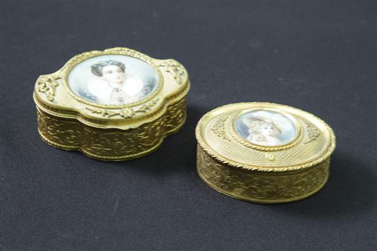 TWO GILT BRONZE TRINKET BOXES