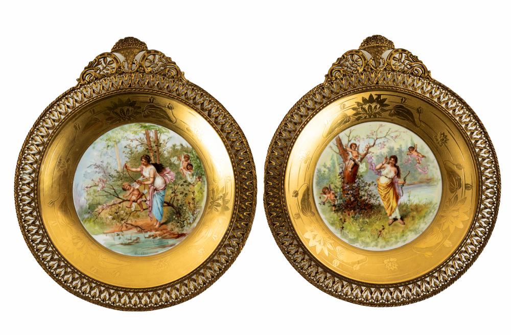 TWO GILT & ENAMELED CABINET