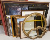 TWO GILT FRAMED MIRRORS &SEVEN