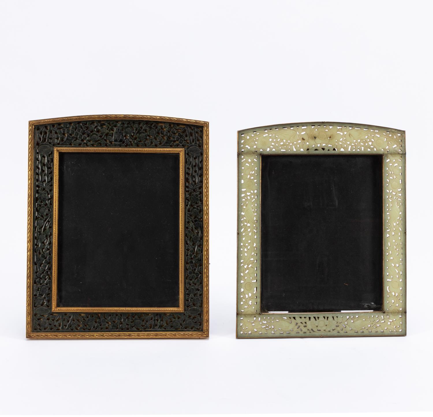 TWO GILT & HARDSTONE INSET PHOTO