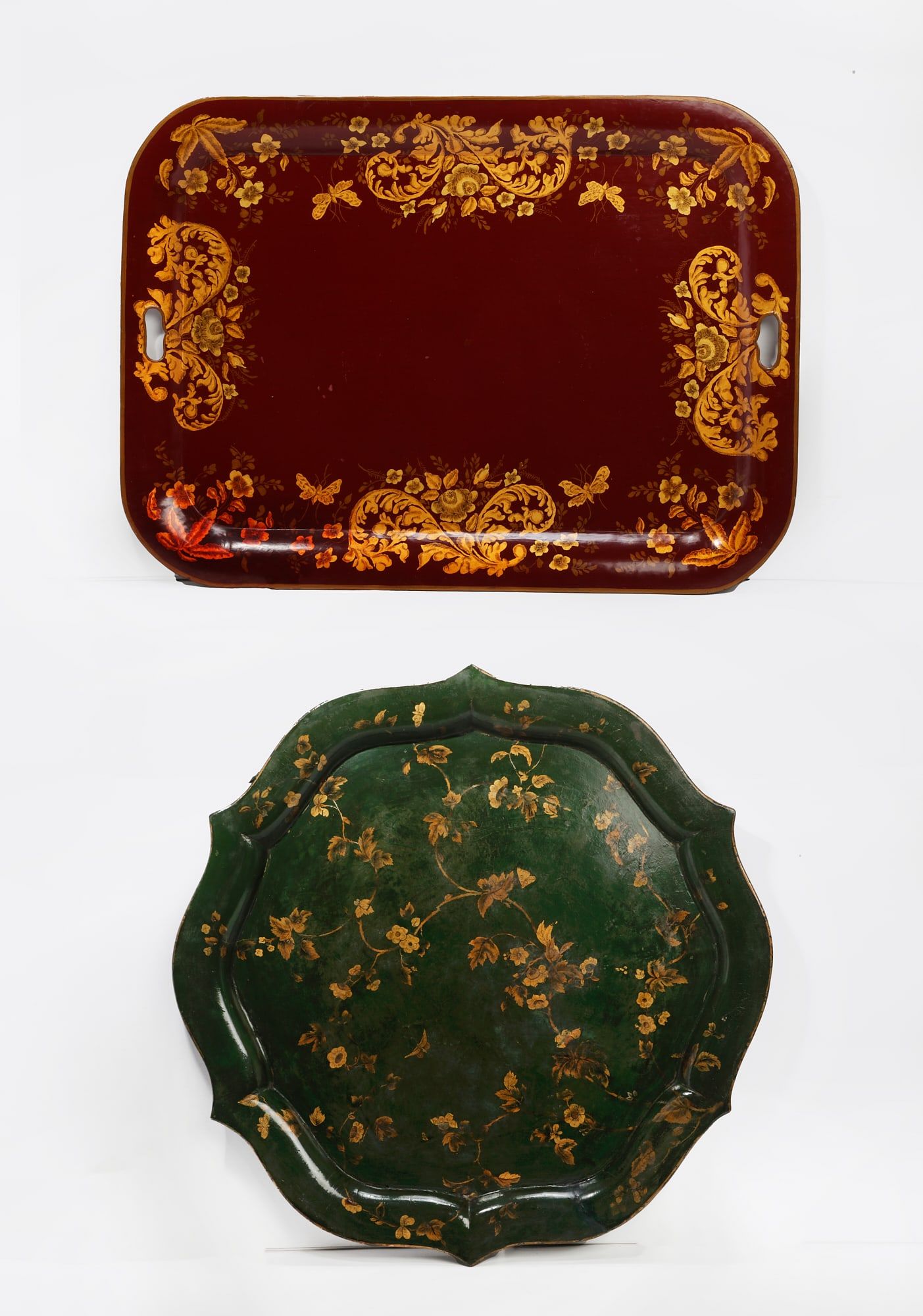 TWO GILT HEIGHTENED PAINT DECORATED