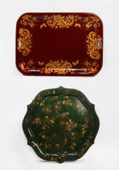 TWO GILT HEIGHTENED PAINT DECO
