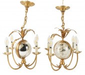 TWO GILT METAL AND GLASS CEILI